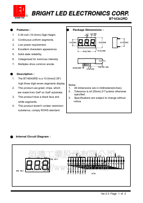 BT-M342RD Datasheet PDF BRIGHT LED ELECTRONICS CORP