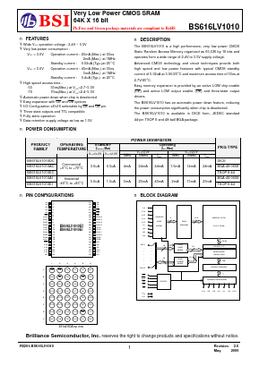 BS616LV1010ACG55 Datasheet PDF Brilliance Semiconductor