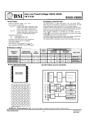 BS62LV8000BC-10 Datasheet PDF Brilliance Semiconductor