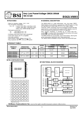 BS62LV8003BC-70 Datasheet PDF Brilliance Semiconductor