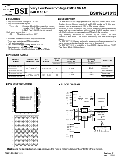 BS616LV1013 Datasheet PDF Brilliance Semiconductor