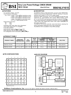 BS616LV1615FCP70 Datasheet PDF Brilliance Semiconductor