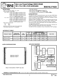 BS616LV1622TC Datasheet PDF Brilliance Semiconductor