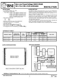 BS616LV1626TIP70 Datasheet PDF Brilliance Semiconductor