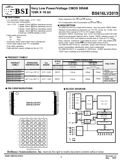 BS616LV2019TCP70 Datasheet PDF Brilliance Semiconductor