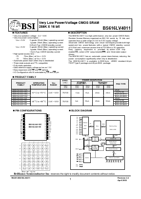 BS616LV4011BC Datasheet PDF Brilliance Semiconductor