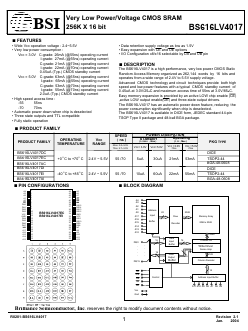 BS616LV4017ACP70 Datasheet PDF Brilliance Semiconductor