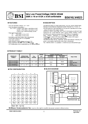 BS616LV4023BC-70 Datasheet PDF Brilliance Semiconductor