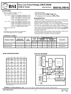 BS616LV8016FIP70 Datasheet PDF Brilliance Semiconductor