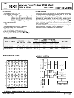 BS616LV8018FCG70 Datasheet PDF Brilliance Semiconductor