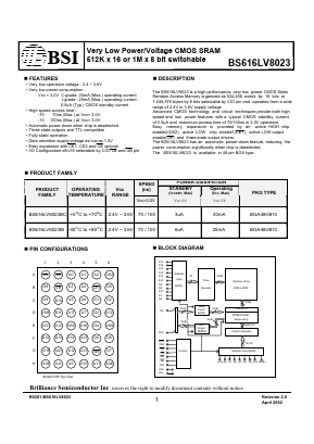 BS616LV8023 Datasheet PDF Brilliance Semiconductor