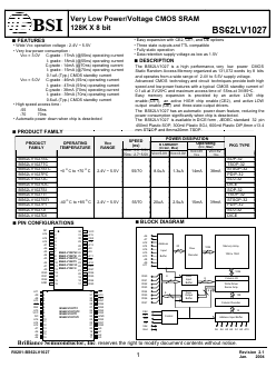 BS62LV1027TIP70 Datasheet PDF Brilliance Semiconductor