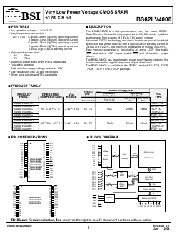 BS62LV4008 Datasheet PDF Brilliance Semiconductor