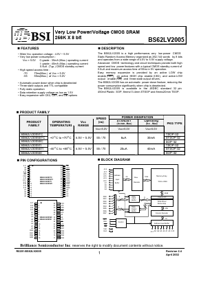 BS62LV2005TI-55 Datasheet PDF Brilliance Semiconductor