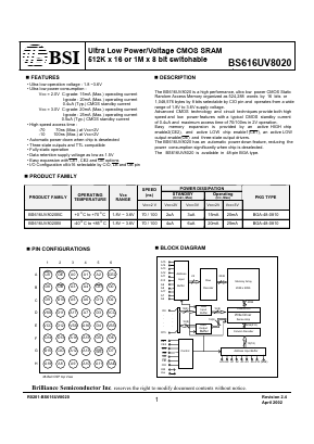 BS616UV8020BC Datasheet PDF Brilliance Semiconductor