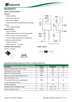 MUR860F Datasheet PDF Bruckewell Technology LTD