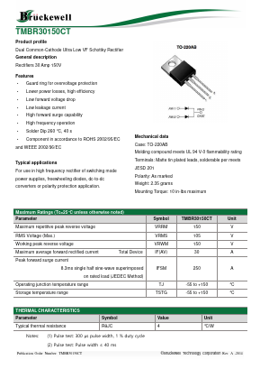 TMBR30150CT Datasheet PDF Bruckewell Technology LTD