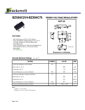 BZX84C2V4 Datasheet PDF Bruckewell Technology LTD