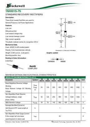 1N4006S Datasheet PDF Bruckewell Technology LTD