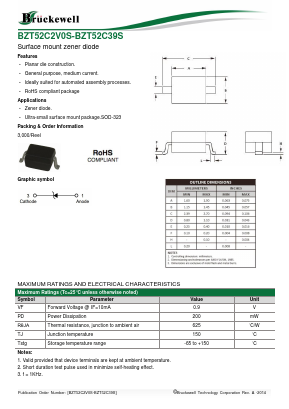 BZT52C10S Datasheet PDF Bruckewell Technology LTD
