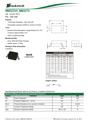 MM3Z2V7 Datasheet PDF Bruckewell Technology LTD