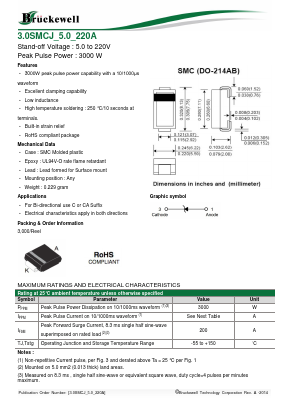 3.0SMCJ200C Datasheet PDF Bruckewell Technology LTD