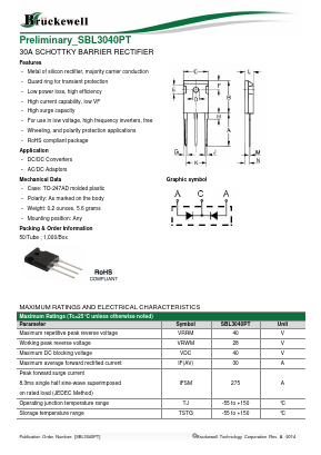 SBL3040PT Datasheet PDF Bruckewell Technology LTD