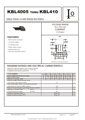 KBL4005 Datasheet PDF Bytesonic Electronics Co., Ltd.