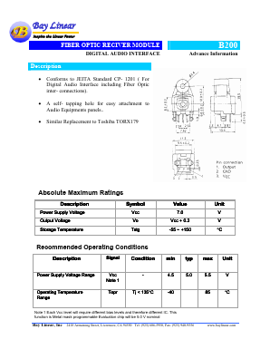 B200 Datasheet PDF Bay Linear