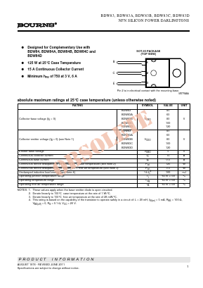 BDW83A Datasheet PDF Bourns, Inc