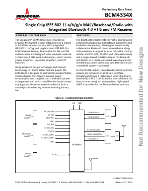 BCM4334XKWBG Datasheet PDF Broadcom Corporation