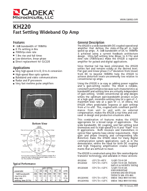 KH220 Datasheet PDF Cadeka Microcircuits LLC.