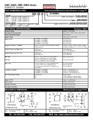 OAH25 Datasheet PDF Caliber Electronics Inc.