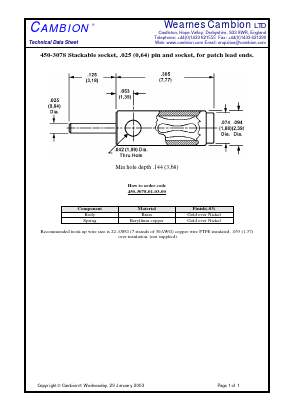 450-3078 Datasheet PDF CAMBION Electronic Components