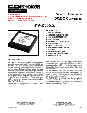 PWR7005 Datasheet PDF C AND D TECHNOLOGIES