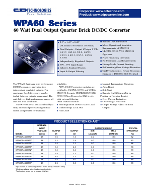 WPA60R48D1510 Datasheet PDF C and D TECHNOLOGIES