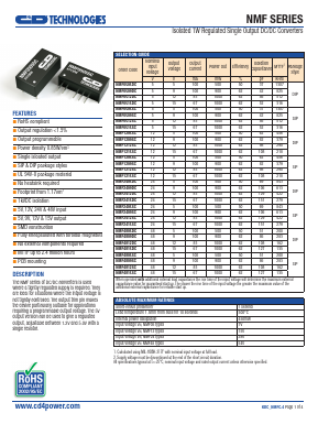 NMF0505DC Datasheet PDF C and D TECHNOLOGIES