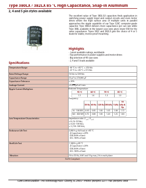 382LX272M200N052V Datasheet PDF Cornell Dubilier Electronics