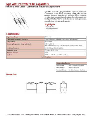 WMF05W4K-F Datasheet PDF Cornell Dubilier Electronics