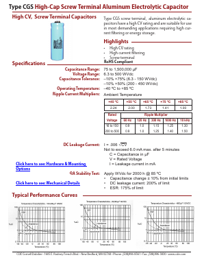 CGS172T250V2L Datasheet PDF Cornell Dubilier Electronics