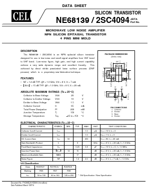 NE68139 Datasheet PDF California Eastern Laboratories.