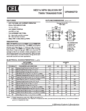 UPA862TD-T3-A Datasheet PDF California Eastern Laboratories.