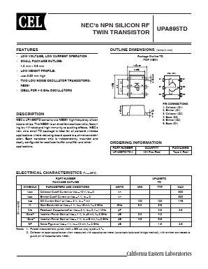 UPA895TD-T3-A Datasheet PDF California Eastern Laboratories.