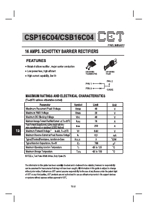 CSP16C04 Datasheet PDF Chino-Excel Technology