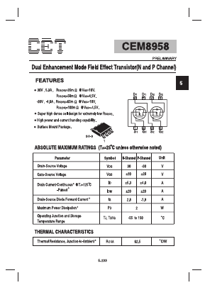 CEM8958 Datasheet PDF Chino-Excel Technology
