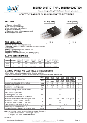 MBRD1040D Datasheet PDF Jiangsu Yutai Electronics Co., Ltd