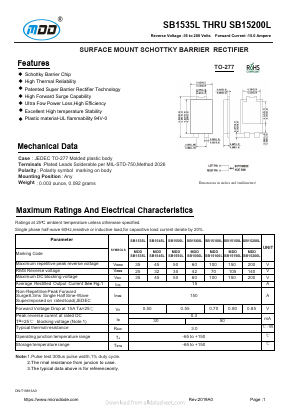 SB15200L Datasheet PDF Jiangsu Yutai Electronics Co., Ltd