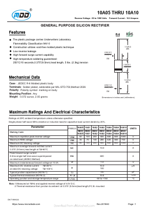 10A05 Datasheet PDF Jiangsu Yutai Electronics Co., Ltd