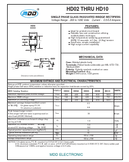 HD02 Datasheet PDF Jiangsu Yutai Electronics Co., Ltd