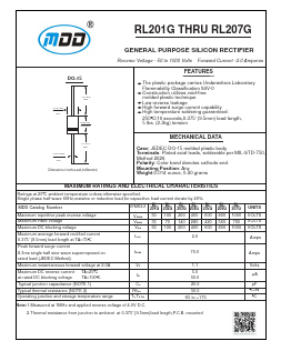 RL207G Datasheet PDF Jiangsu Yutai Electronics Co., Ltd